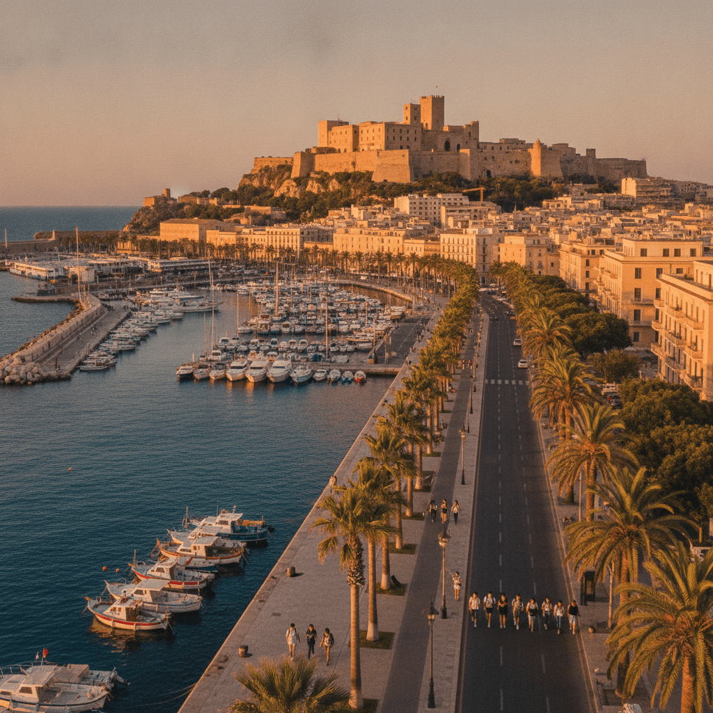 Alloggio Erasmus a Cagliari con vista sul Golfo degli Angeli, studentessa in camera moderna luminosa