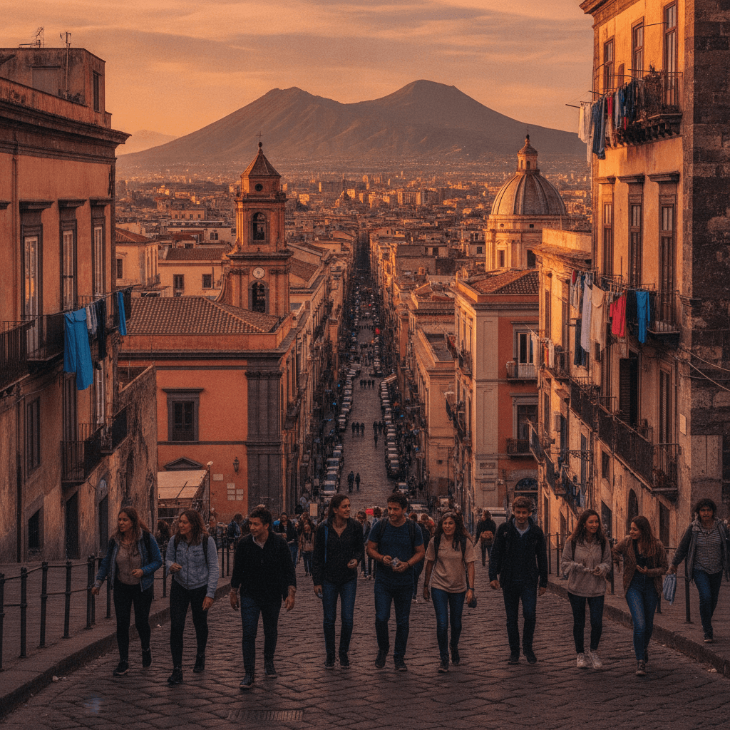 Alloggio Erasmus a Napoli con vista sul Vesuvio e architettura storica nel quartiere universitario
